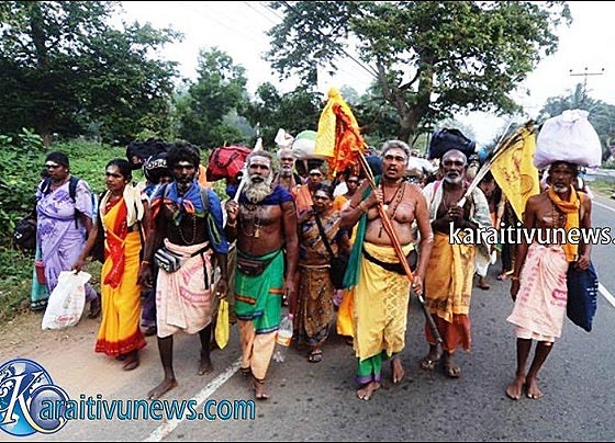 Pada Yatra pilgrims at Karaitivu, Ampara District, Sri Lanka