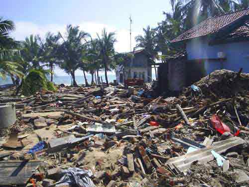 Devastation to homes on Beach Road, Kalmunai