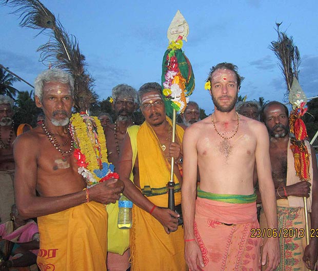 Pada Yatra pilgrims including author Ben Vecchiet en route to Kataragama, June 2013